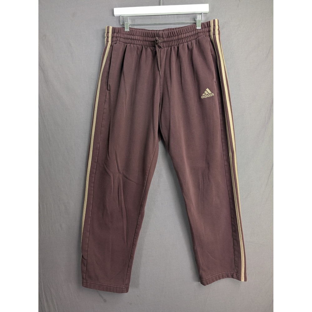 Adidas Mens Maroon 3-Stripe Fleece Sweatpants XL Burgundy Relaxed Fit Joggers
